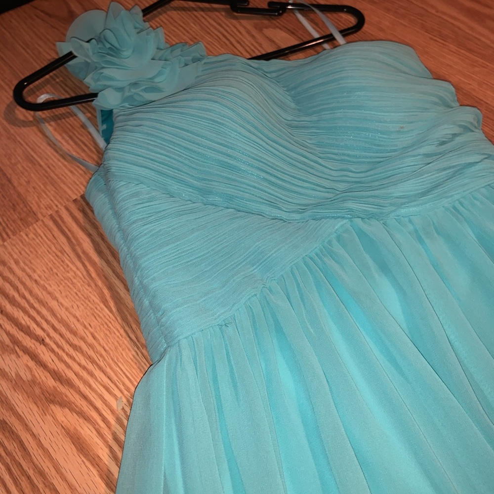One Shoulder Maxi Dress in Tiffany Blue